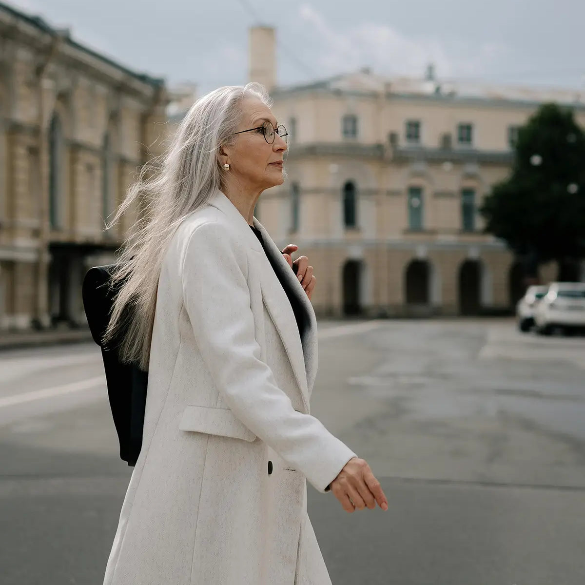 photo of older woman walking - article on preventing and treating wrinkles